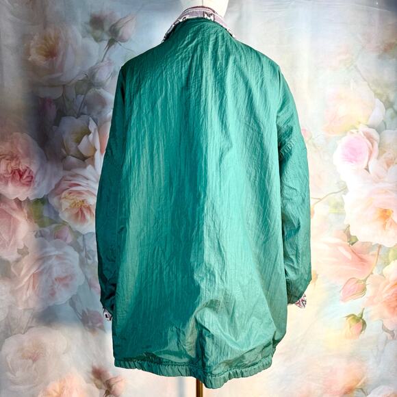 Vintage Casual Club Reversible Southwest Aztec Grey & Green Button Up Jacket - Picture 6 of 7